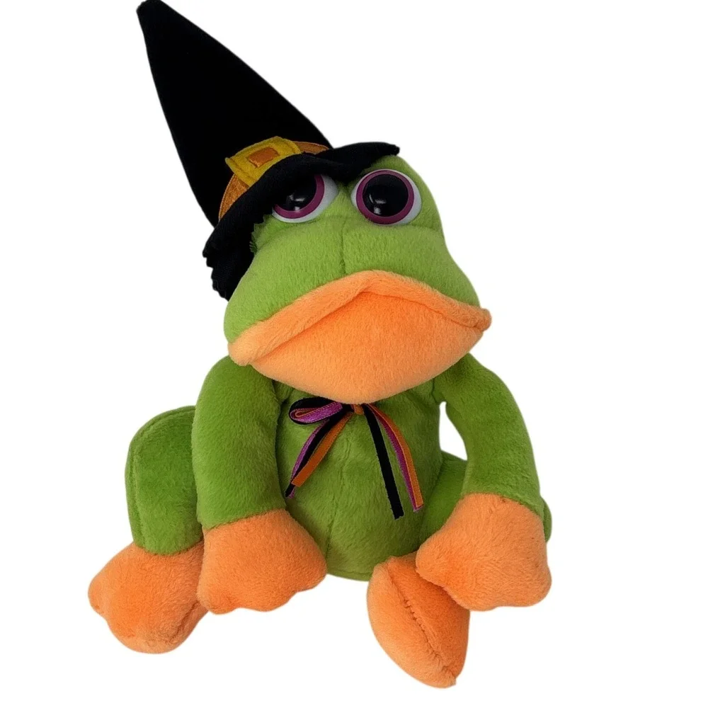 Dan Dee Frog Wearing Witch Hat, Talking Singing‎ Plush Toy  Works, RARE!